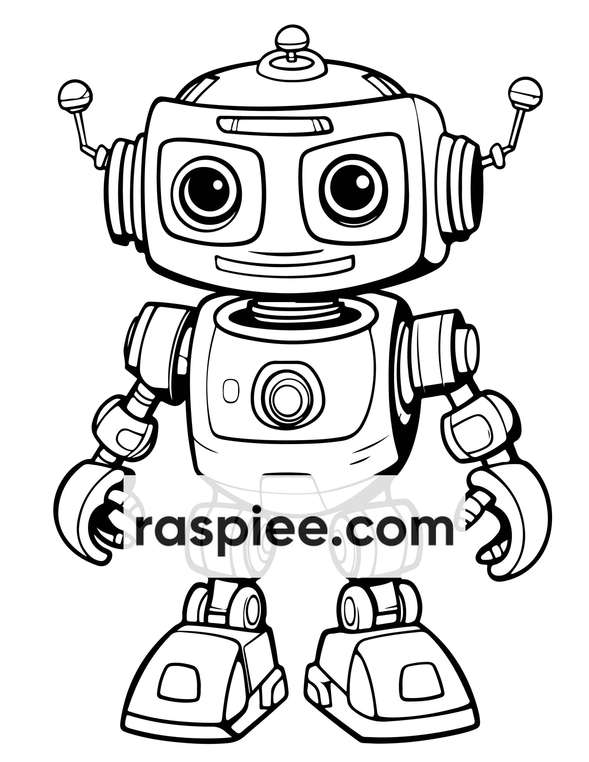 210 Robot Coloring Pages for Kids, Preschool Kindergarten Learning Activity Book Printable PDF Download