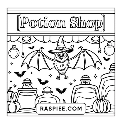 77 Bold and Easy Spooky Shop Coloring Pages Printable PDF Instant Download