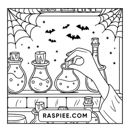 77 Bold and Easy Spooky Shop Coloring Pages Printable PDF Instant Download
