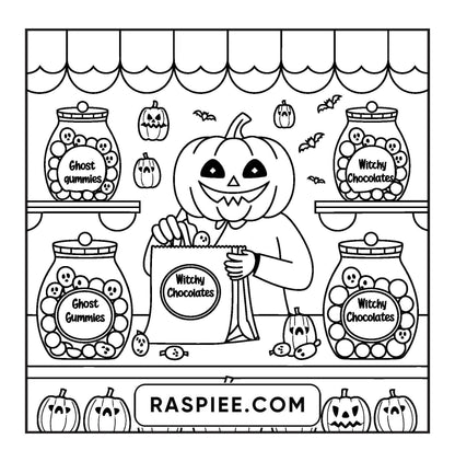 77 Bold and Easy Spooky Shop Coloring Pages Printable PDF Instant Download